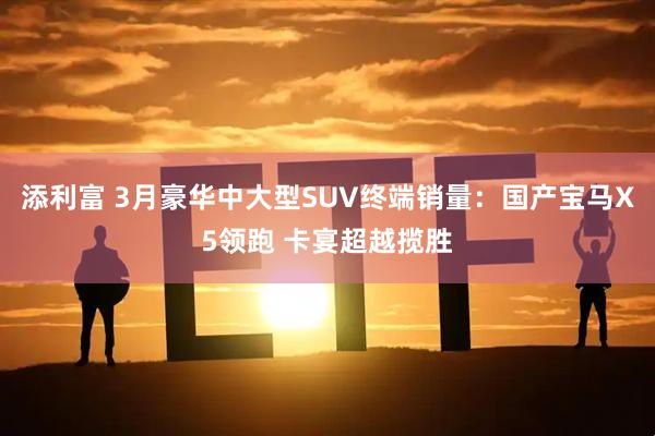添利富 3月豪华中大型SUV终端销量：国产宝马X5领跑 卡宴超越揽胜